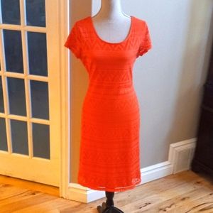 Short sleeved orange lacey dress
